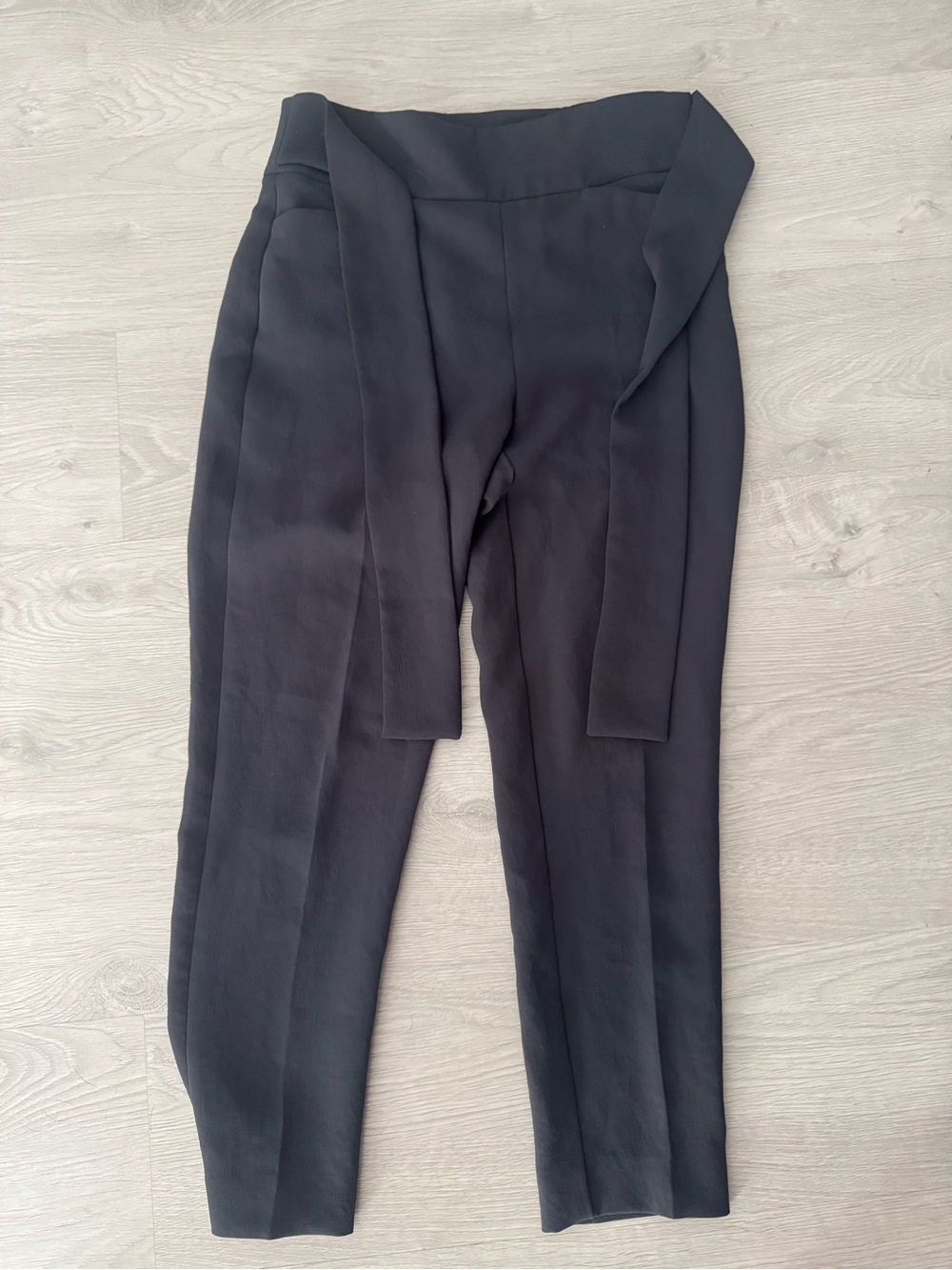 Wilfred Black High-Waist Straight-Leg Pants with Tie Belt